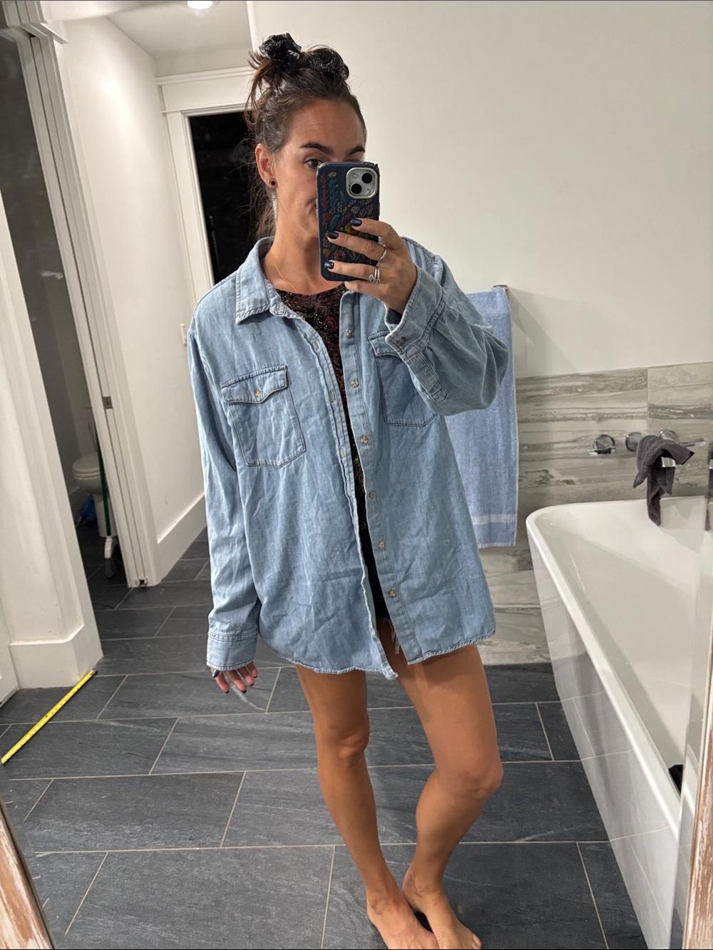 Good American Light Blue Denim Shacket